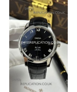 Omega De Ville Co-Axial 41MM Black Dial Leather Strap Super Clone Watch 
