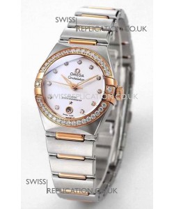 Omega Constellation 29MM Two Tone Rose Gold White Dial Automatic Super Clone Watch 