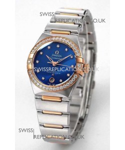 Omega Constellation 29MM Two Tone Rose Gold Blue Dial Automatic Super Clone Watch 
