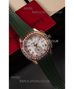 Patek Philippe Aquanaut 7968 Rose Gold Green Strap Super Clone Watch 