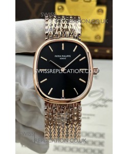 Patek Philippe Golden Ellipse 5738/1R-001 Rose Gold Black Dial Super Clone Watch 
