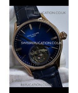 Patek Philippe Japanese Tourbillon Rose Gold Blue Dial Japanese Replica Watch 