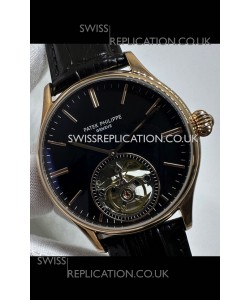Patek Philippe Japanese Tourbillon Rose Gold Black Dial Japanese Replica Watch 
