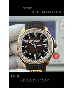 Patek Philippe Aquanaut 5167 Black Strap Diamonds Bezel Super Clone Watch 