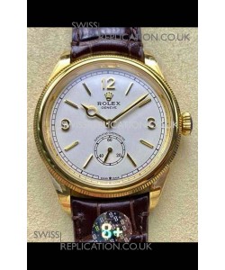 Rolex 1908 Perpetual in Yellow Gold Casing White Dial Swiss Replica Watch 
