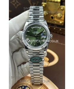 Rolex Day Date 228236 Stainless Steel Green Roman Dial Super Clone Watch 