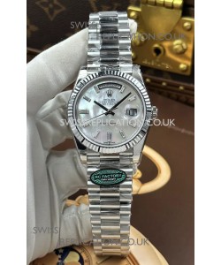 Rolex Day Date 228236 Stainless Steel Pearl Crystal Dial Super Clone Watch 