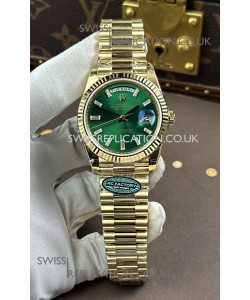 Rolex Day Date 228238 Yellow Gold Green Crystal Dial Super Clone Watch 