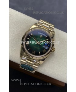 Rolex Day Date 228238 Yellow Gold Green Ombre Super Clone Watch 