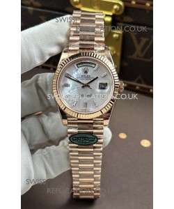 Rolex Day Date 228236 Rose Gold Pearl Dial Super Clone Watch 