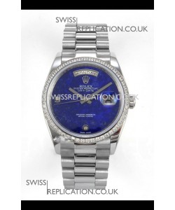 Rolex Day Date Blue Lapis Dial Diamonds Bezel 36MM Swiss Replica Watch 