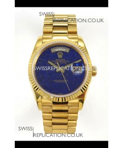 Rolex Day Date Yellow Gold Blue Lapis Dial 36MM Swiss Replica Watch 
