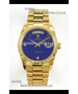 Rolex Day Date Yellow Gold Blue Lapis Dial 36MM Swiss Replica Watch 