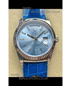 Rolex Day Date 128236 Stainless Steel ICE Blue Crystal Dial Super Clone Watch 