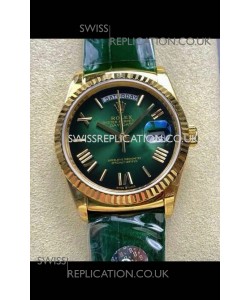 Rolex Day Date 128238 Yellow Gold Green Ombre Roman Dial Super Clone Watch 
