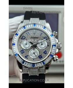 Rolex Daytona 116599 FREE SPRUNG MVMT White Gold Diamonds Paved Super Clone Watch 