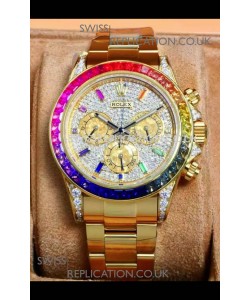 Rolex Daytona 116568 Rose Gold Moissanites Paved Dial Super Clone Watch 