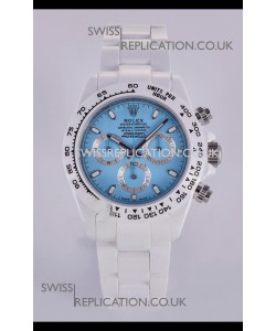 Rolex Daytona AET White Ceramic Blue Dial 4130 Movment Super Clone Watch 