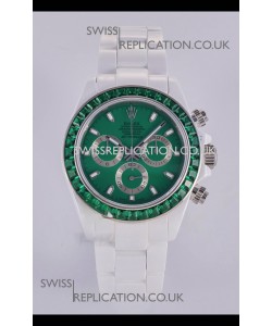 Rolex Daytona AET White Ceramic Green Dial 4130 Movment Super Clone Watch 