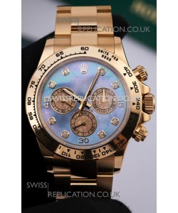 Rolex Daytona 116508 Yellow Gold Mother of Pearl FREE SPRUNG Super Clone Watch 