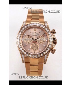 Rolex Daytona 126595 FREE SPRUNG MVMT Rose Gold Dial Super Clone Watch 