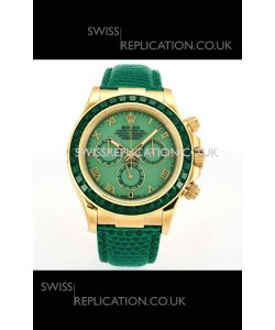 Rolex Daytona 116568 Yellow Gold 4801 Movement Sapphires Green Dial Super Clone Watch 