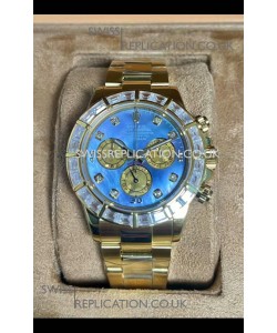 Rolex Daytona 116568 Yellow Gold Blue Pearl Dial Super Clone Watch 