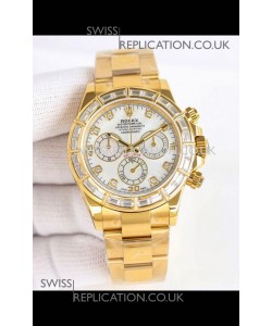 Rolex Daytona 116519 Yellow Gold White Pearl Dial Super Clone Watch 