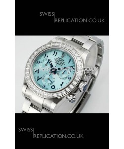 Rolex Daytona 116519 Stainless Steel Ice Blue Arabic Dial Super Clone Watch 
