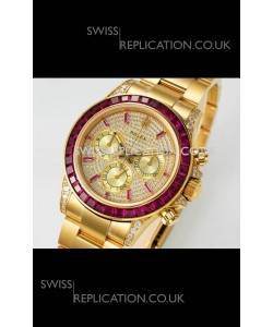 Rolex Daytona 116519 Yellow Gold Diamonds Dial Super Clone Watch 