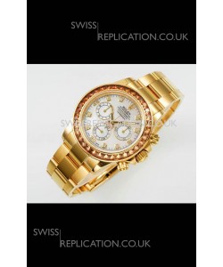Rolex Daytona 116519 Yellow Gold Pearl Dial Super Clone Watch 
