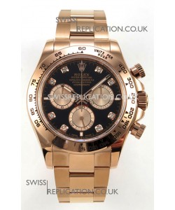 Rolex Daytona 126505 Rose Black Diamonds Dial FREE SPRUNG MVMT Super Clone Watch 