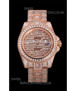 Rolex GMT Masters II Iced Out Dial/Casing Rose Gold Super Clone Watch
