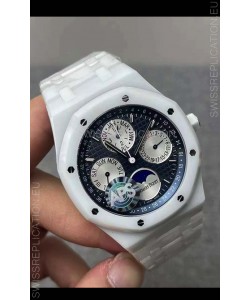 Audemars Piguet Royal Oak Perpetual Calendar Swiss Replica White PVD Casing in Blue Dial 