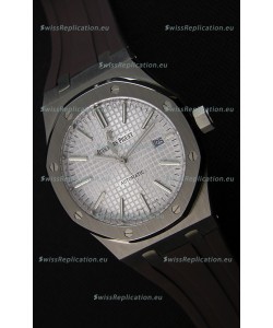 Audemars Piguet Royal Oak 41MM Silver Dial Rubber Strap - 1:1 Mirror Ultimate Edition