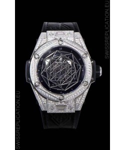 Hublot Big Bang One Click Sang Bleu 1:1 Mirror Replica in Stainless Steel Casing 45MM - Black Dial