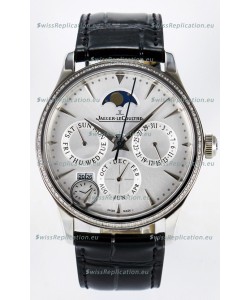 Jaeger LeCoultre Super Clone Master Ultra Thin Perpetual Calendar White Dial Diamonds Watch
