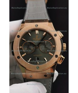 Hublot Classic Fusion Chronograph Rose Gold Casing Brown Dial 1:1 Mirror Replica Watch 