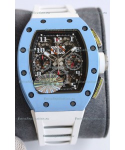 Richard Mille RM011 Blue Ceramic Casin White Rubber Strap 1:1 Mirror Swiss Replica Watch 