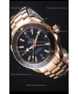 Omega Seamaster Planet Ocean 43.5MM GMT Pink Gold 1:1 Mirror Replica Watch 43.5MM