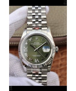 Rolex Datejust 36MM ETA-3135 Movement Swiss Replica in 904L Steel in Green Dial 
