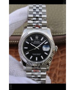 Rolex Datejust 36MM ETA-3135 Movement Swiss Replica in 904L Steel in Black Dial 