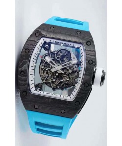 Richard Mille RM055 Forged Carbon Casing 1:1 Mirror Replica Watch in Blue Strap 