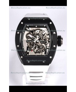 Richard Mille RM055 Black Ceramic Casing 1:1 Mirror Replica Watch in White Strap