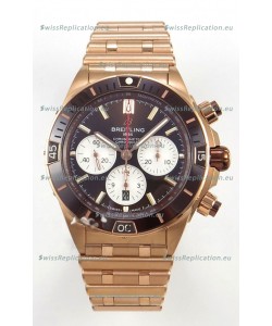 Breitling Chronomat Super Clone B01 42 Edition Swiss Rose Gold Casing Brown Dial 