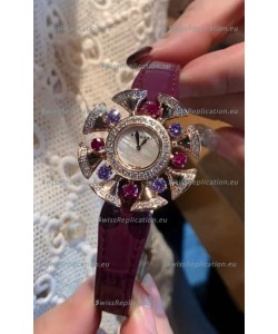 Bvlgari Divas's Dream Edition Watch in Rose Gold Casing - Diamonds Paved Bezel Swiss Replica