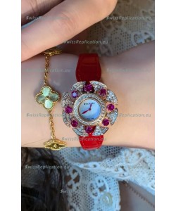 Bvlgari Divas's Dream Edition Watch in Rose Gold Casing - Diamonds Paved Bezel Swiss Replica