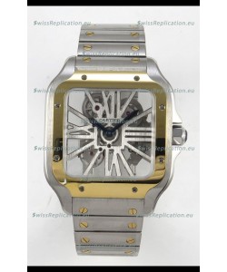 Santos De Cartier Super Clone Watch in Skeleton Dial Two Tone Casing Watch 