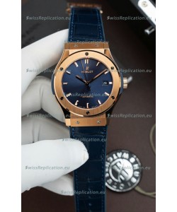 Hublot Super Clone Classic Fusion Titanium Rose Gold Blue Dial 42MM Watch