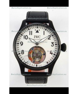 IWC Super Clone Portugese Hand-Wound Genuine Tourbillon White Dial PVD Casing Watch